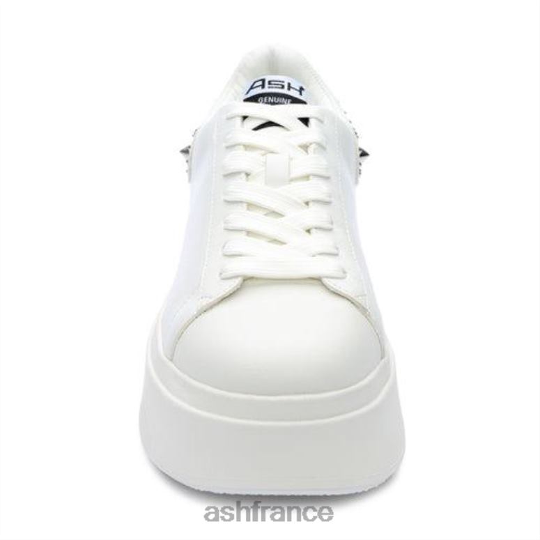 ASH baskets cloutées à plateforme moby studs 0HP8B2 blanc/argent