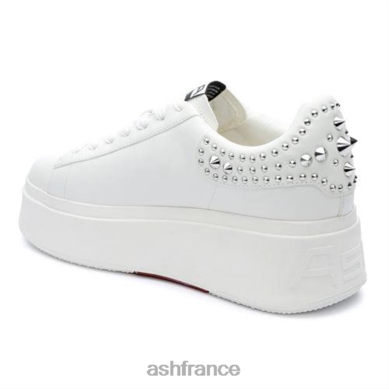 ASH baskets cloutées à plateforme moby studs 0HP8B2 blanc/argent