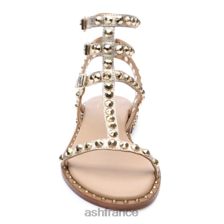 ASH play sandale plate cloutée métallisée 0HP8B52 Or clair