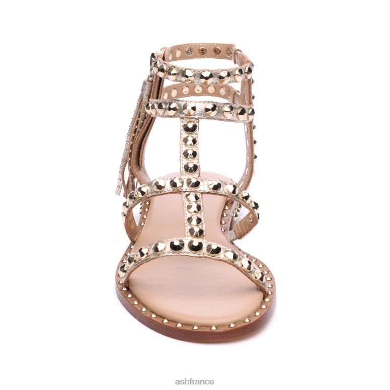 ASH sandale plate à pampilles cloutées power métallisé 0HP8B53 Or clair